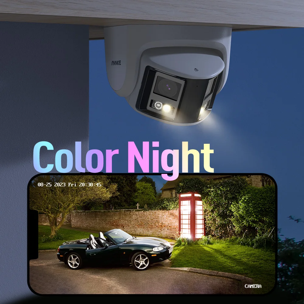 ANNKE 4K Ultra HD PoE IP Security Camera Dual Lens Full Color Night Vision Human Vehicle Detection Outdoor Night Chroma Camera