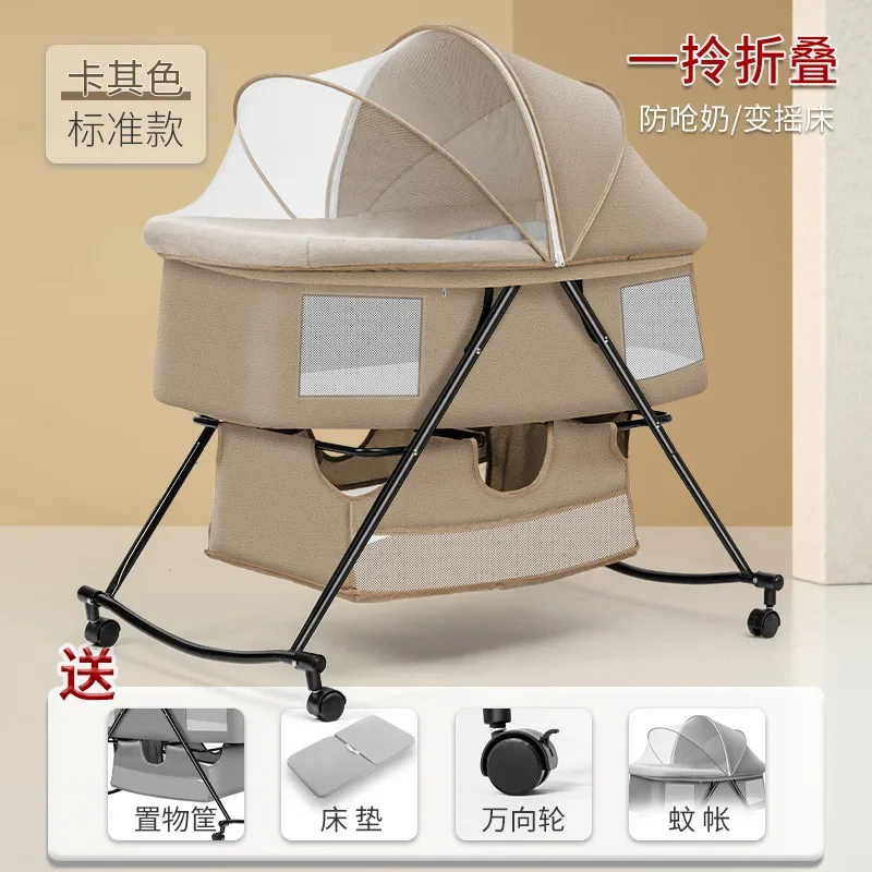 Foldable and Portable Baby Crib Multifunctional Splicing Large Bed Baby Sleeping Bed