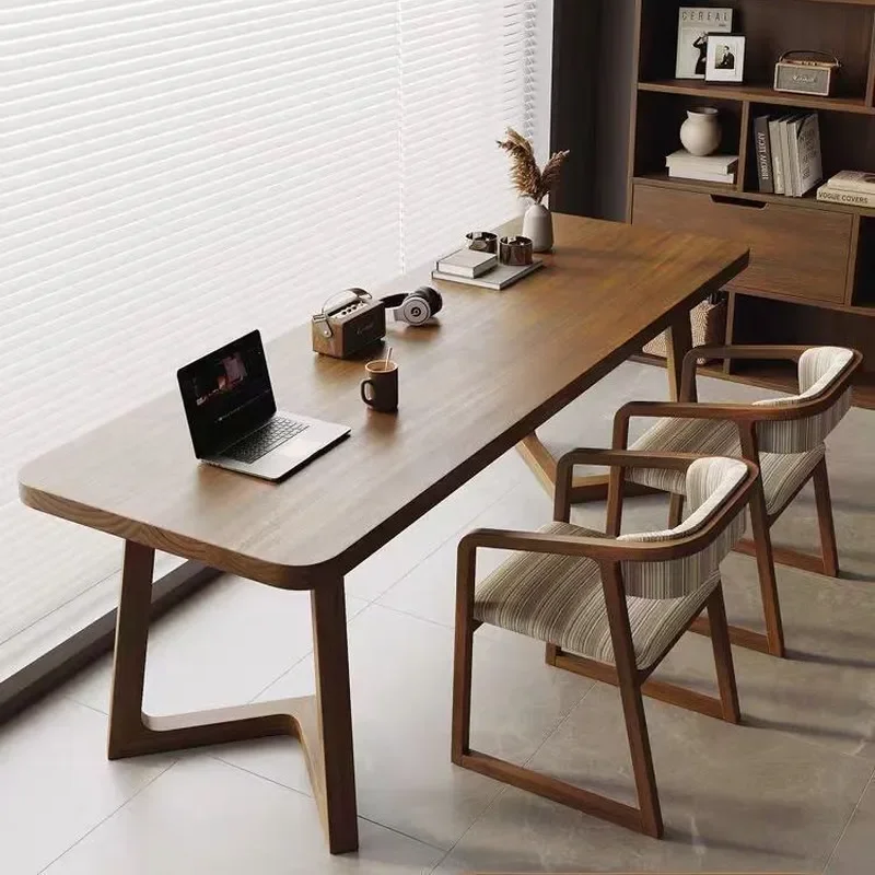 For Home Office Living Room Solid Wood Double Long Desk Modern Simple Computer Table Wall Mounted Calligraphy Desk for
