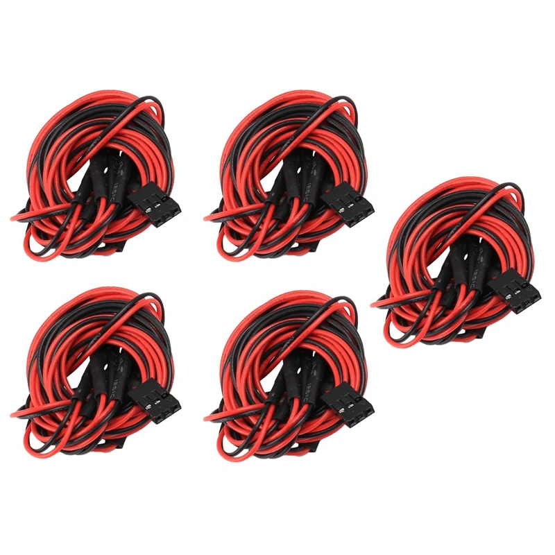 5Pcs 5 LED Light 5Mm 3 White 2 Red Light For 1/8 1/10 Axial SCX10 Traxxas TRX4 D90 HSP HPI Tamiya Redcat RC Car