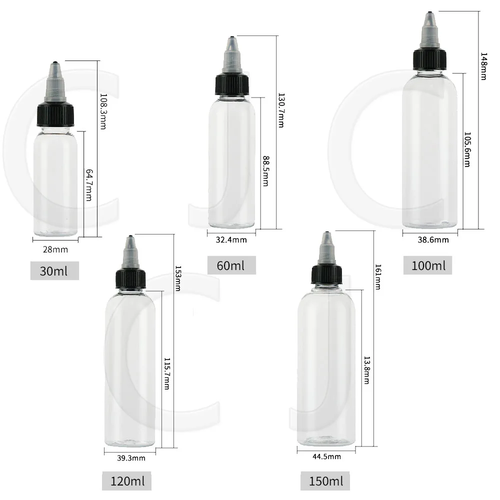 30Pcs 30ml 50ml 60ml 100ml 120ml 150ml Unicorn Bottle Twist Cap PET Plastic E Liquid Bottle With Twist Off Caps Dropper Bottles