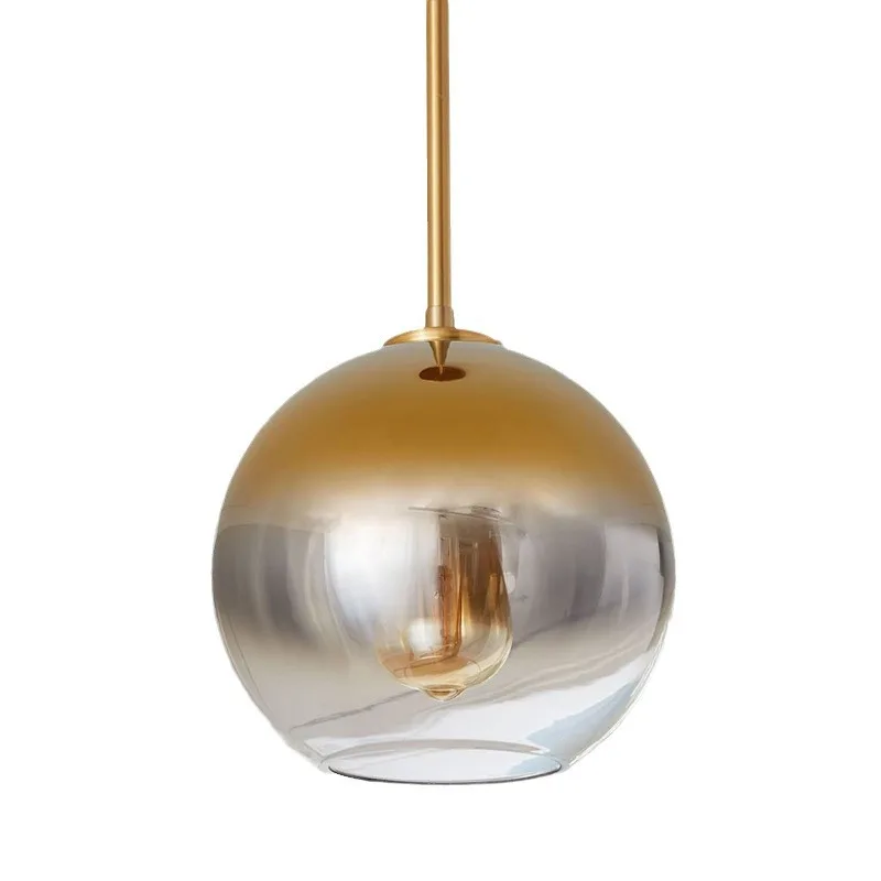 Luminárias pendentes modernas de vidro dourado para loft, cozinha, restaurante, bar, sala de estar