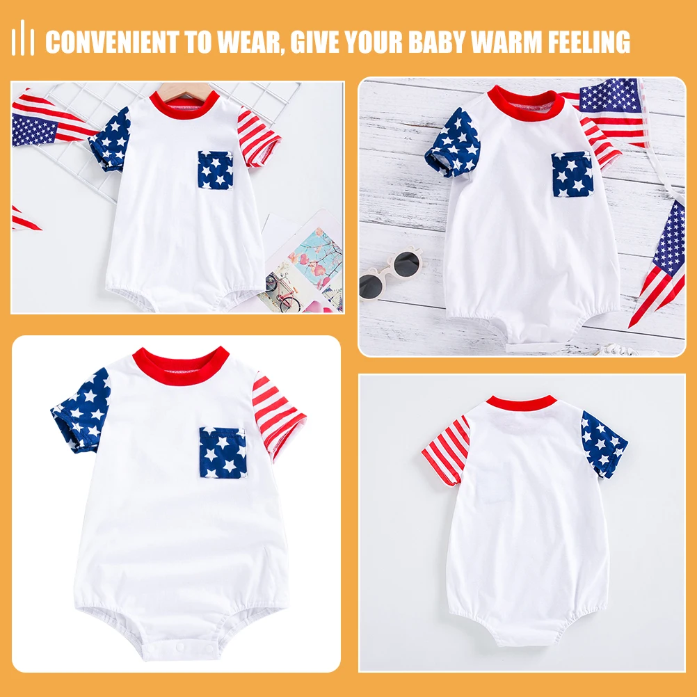 

Short Sleeved Baby Romper Independence Day Newborn Outfit Infant Clothes Toddler One Piece Costume Gentleman Design Cute Cartoon