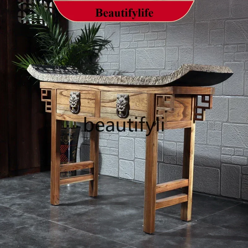 D178 New Chinese-style solid wood entrance table against the wall, entrance cabinet, narrow table, altar table, entrance rack