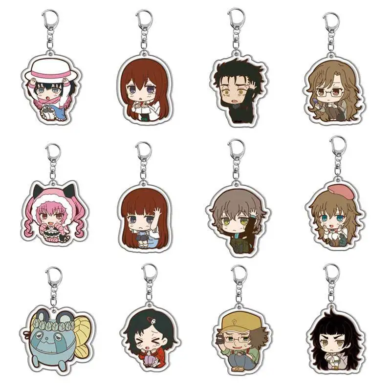 Anime Keychain Steins Gate Cartoon Figure Okabe Rintarou Makise Kurisu Pendant Car Key Chain Bag Accessories Jewelry Fans Gift