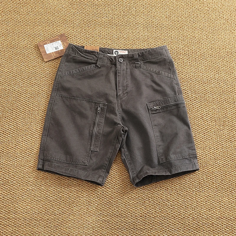 Stitching cargo shorts inside men's texture cotton woven summer wash casual pants five quarter pants