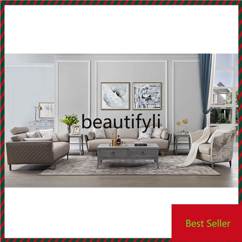 

A71 Light luxury leather sofa, triple & double & lounge chair