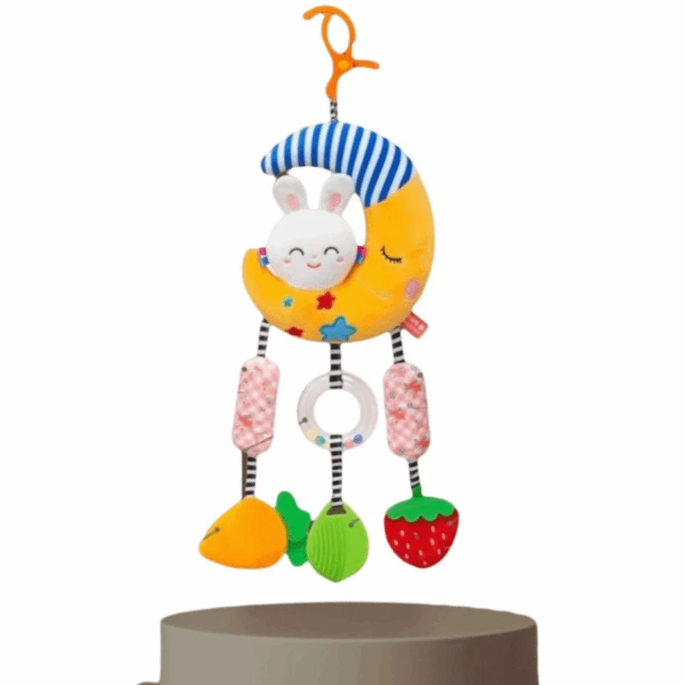 Design bonito chocalho do bebê brinquedos sino brinquedos material de pelúcia carrinho pendurado brinquedos de pelúcia animal agarrar habilidade treinamento