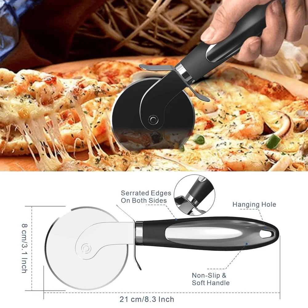 Premium Stainless Steel Pizza Cutter Cake Bread Pies Pizza Knife Pastry Dough Household Kitchen Dough Slicer Baking Cooking Tool