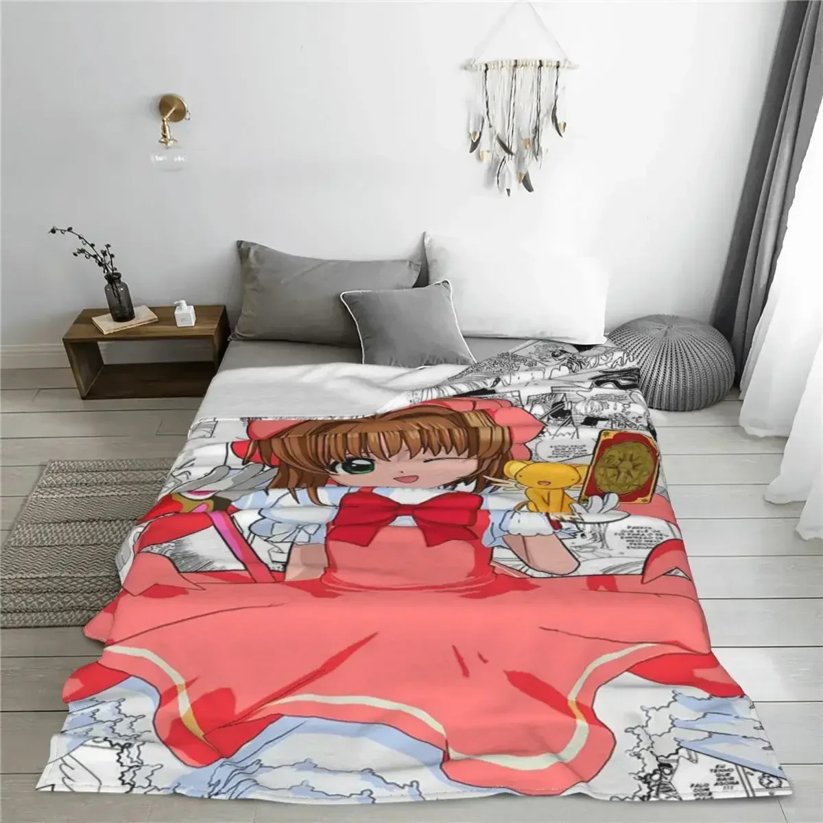 

Anime Cardcaptor Sakura Baby Blanket Fleece Summer Cartoon Multi-function Popular Lightweight Throw for Sofa Couch Bedspread