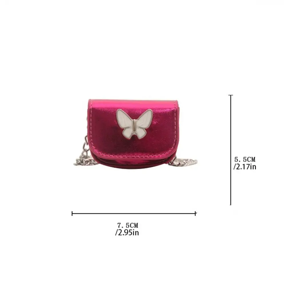 Women Korean Style Chain Crossbody Bag Small Bag Butterfly Coin Purse Mini Messenger Bag Silver Lipstick Bag Women