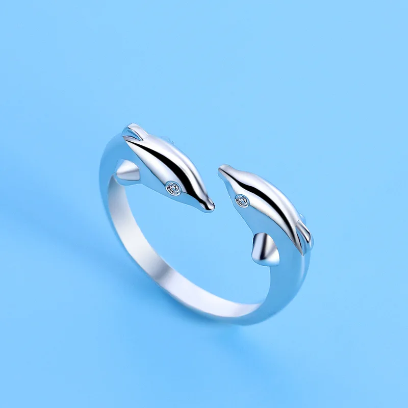 

New 925 Sterling Silver Ring Dolphin for Women Wedding Luxury Jewelry Engagement Charm Fashion Party Birthday Gifts High quality