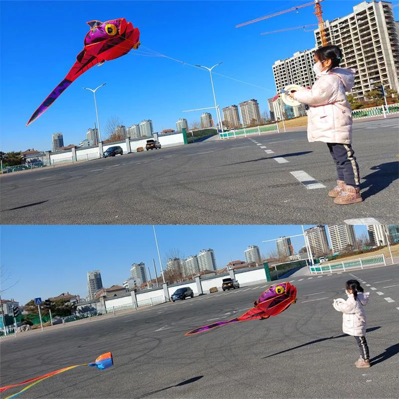 Children\'s 3D Soft Tadpole Animal Kite Frameless Kite Is Easy To Fly Parent-child Interaction Tear Resistant and Waterproof