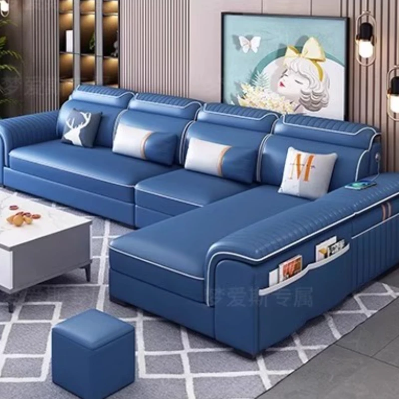 Lounge Leather Sofa Retractable Sleeper Modern Couple Bed Sofa Reclining Armchair Nordic Entertainment Muebles Hotel Furniture