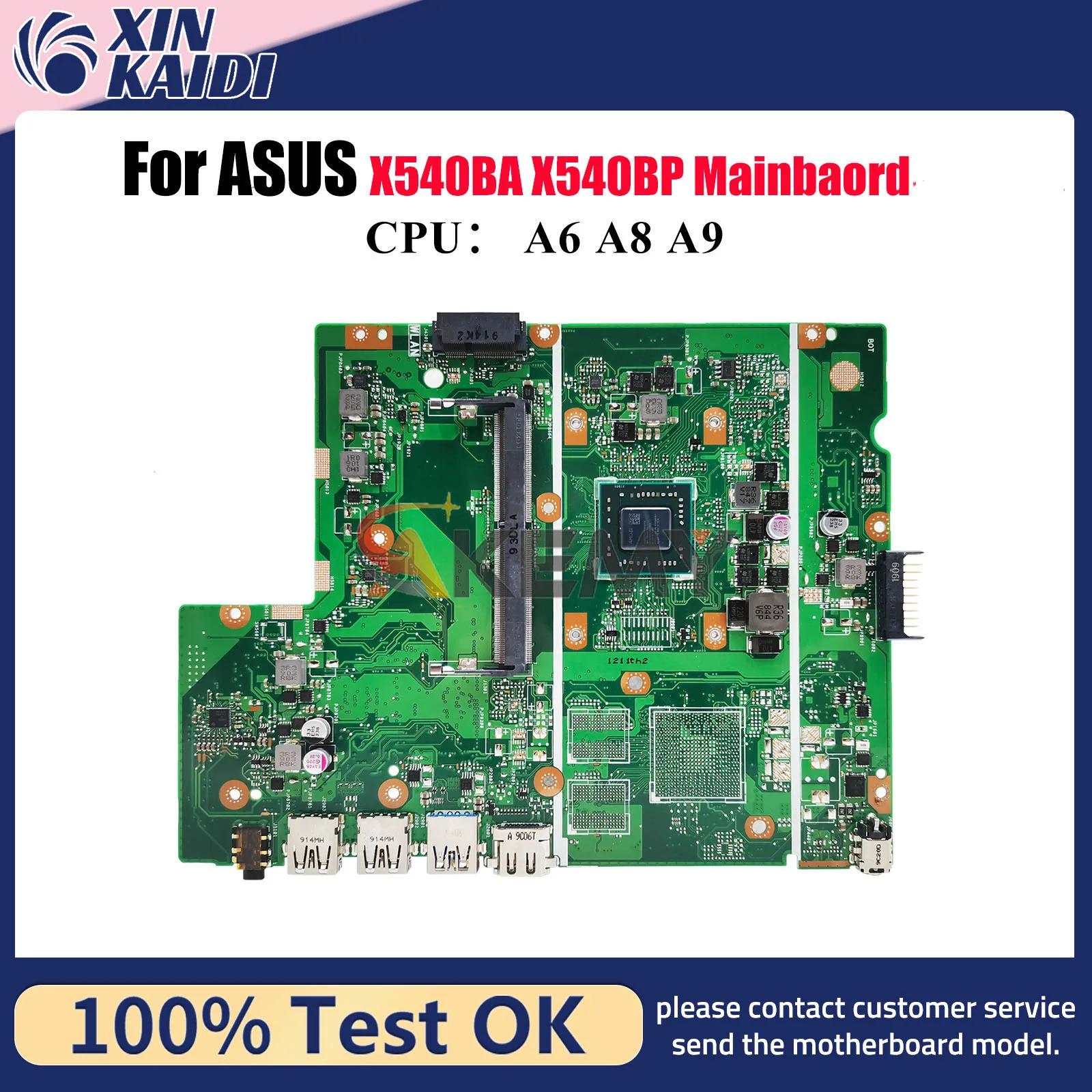 

X540BP Laptop Motherboard For ASUS VivoBook X540BA X540BP R540B D540B X540B A540B F540B Notebook Mainboard With A6 A8 A9 CPU stk