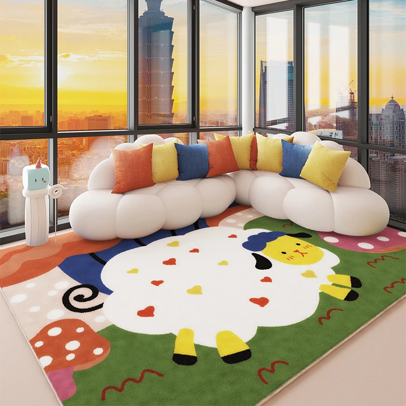 Dopamine Living Room Decoration Carpet Cute Cartoon Rugs for Bedroom Thick Plush Baby Crawling Rug Home Fluffy Soft Bedside Mat