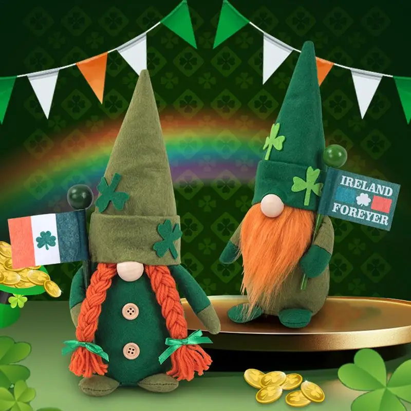 Św. Patryk krasnale dekoracje na dzień zielone Irish Lerechaun Tomte Elf ozdoby Irish dekoracje na dzień św. Patryk