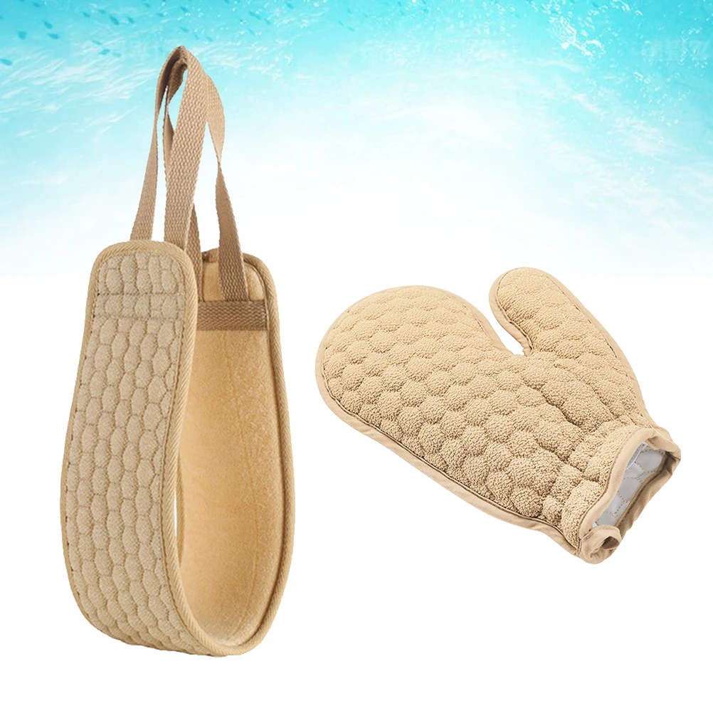 

2 PCS Back Scrub Gloves Mitts Exfoliating Towel Mittens Back-pulling Bath Shower Aldult