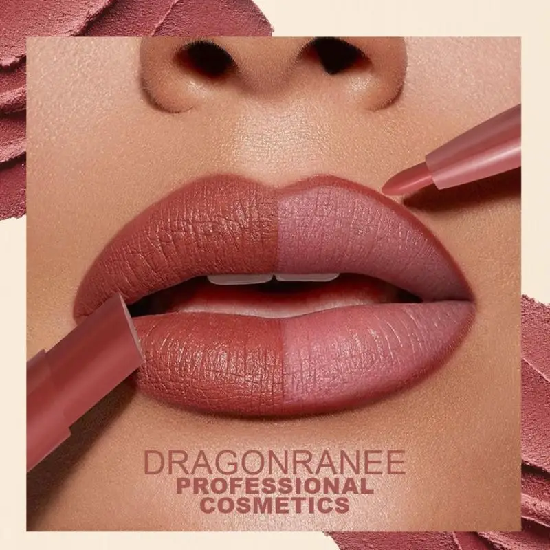 C1FF مجموعة مكونة من 6 قطع من قلم تحديد الشفاه وأحمر الشفاه غير اللامع لتحديد دقيق للشفاه