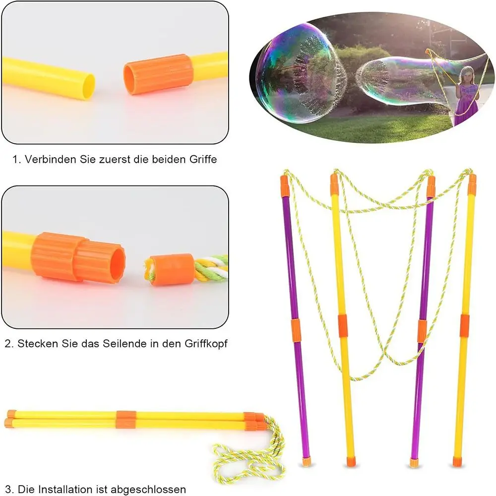 Rop à bulles détachable Double pôle, jouets d'activité à bulles d'été, grande anneau à bulles, grande baguette à bulles, cercle à bulles pour enfants et adultes
