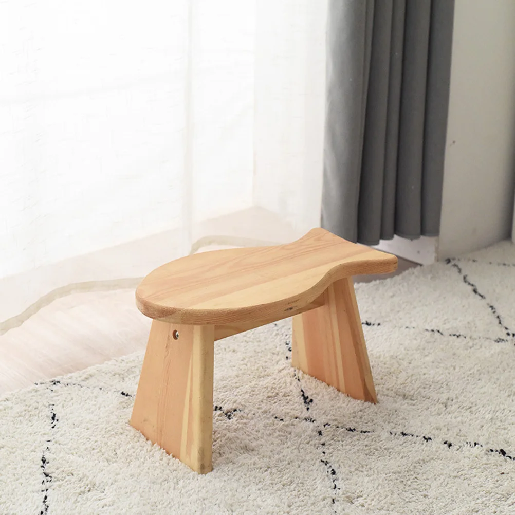 مقعد خشبي محمول على شكل سمكة، مسند قدم من الخشب الصلب للمطبخ والحمام وغرفة النوم وغرفة المعيشة ومقعد مسند القدمين #5