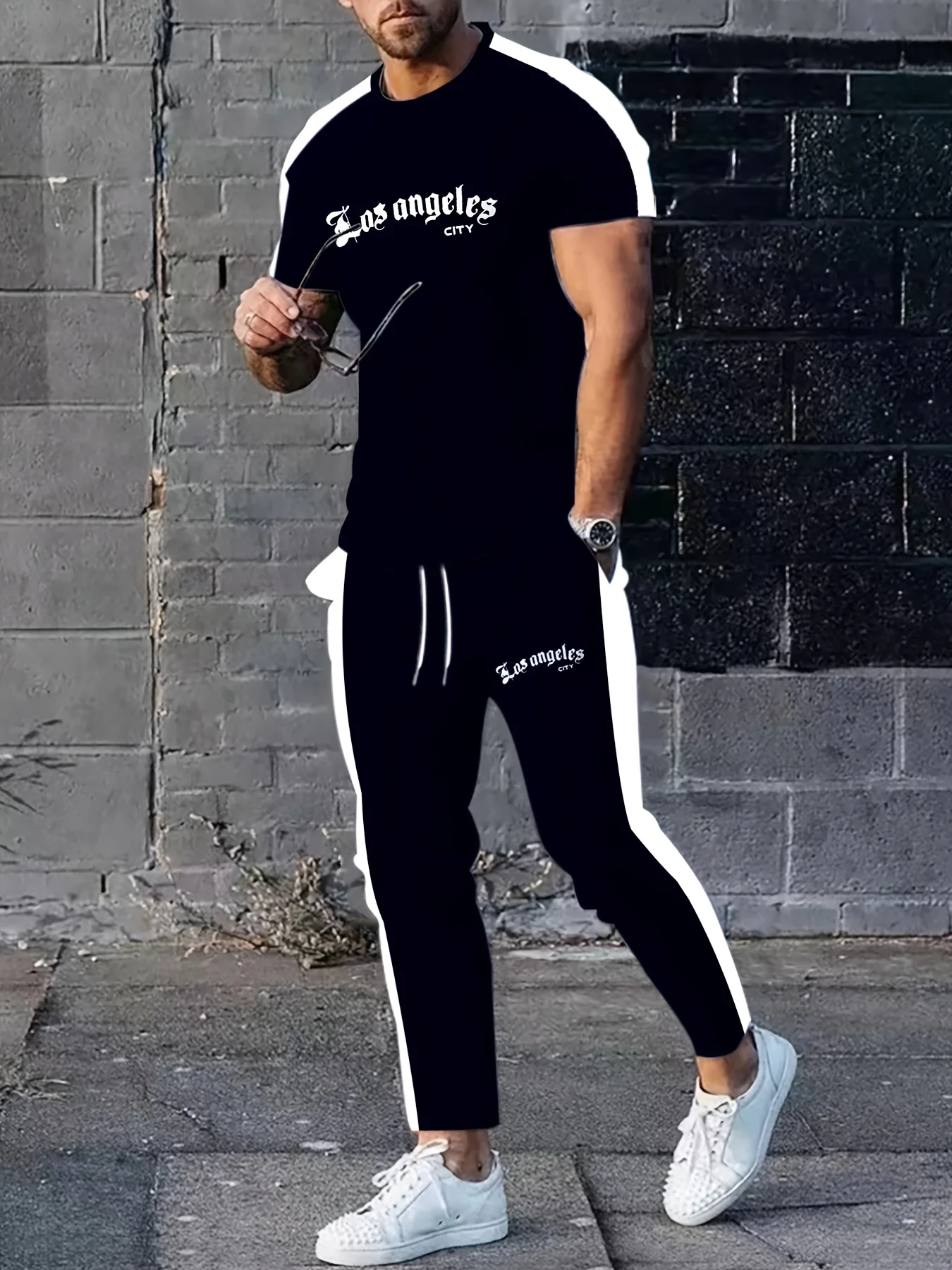 

Summer 2025 hot-selling men's suit Casual and fashionable letter-printed outdoor streetwear