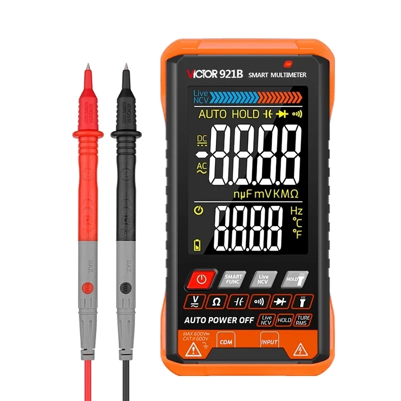 Victor 921 multimetro digitale professionale Auto Range Tester multimetro schermo a colori ultrasottile intelligente OHM NCV misuratore di tensione