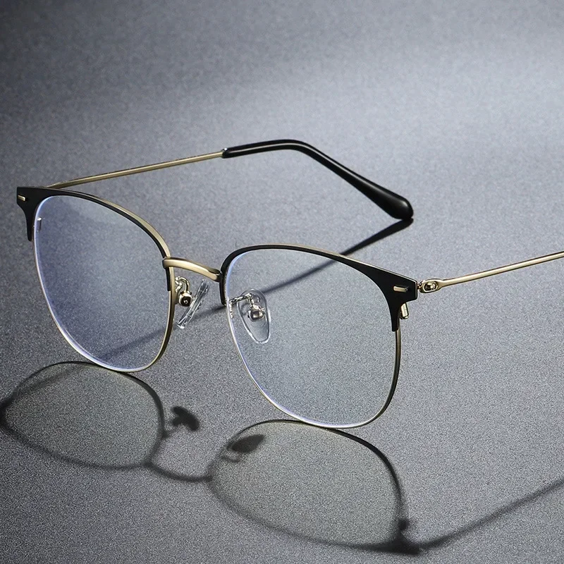 Ultra-Light Titanium Alloy Square Eyeglasses Frame Semi-Rimless Optical Prescription Glasses for Men And Women
