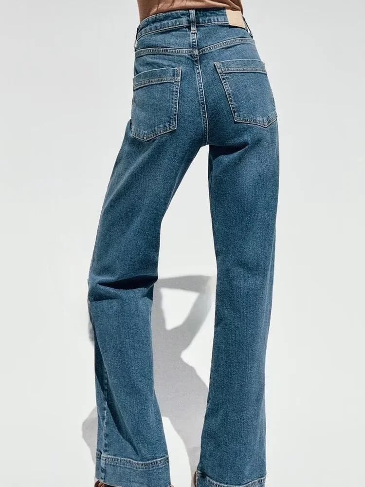 Jeans a gamba dritta a vita alta casual da donna nuovi autunnali Design dimagrante versatile e confortevole Faionable 2025
