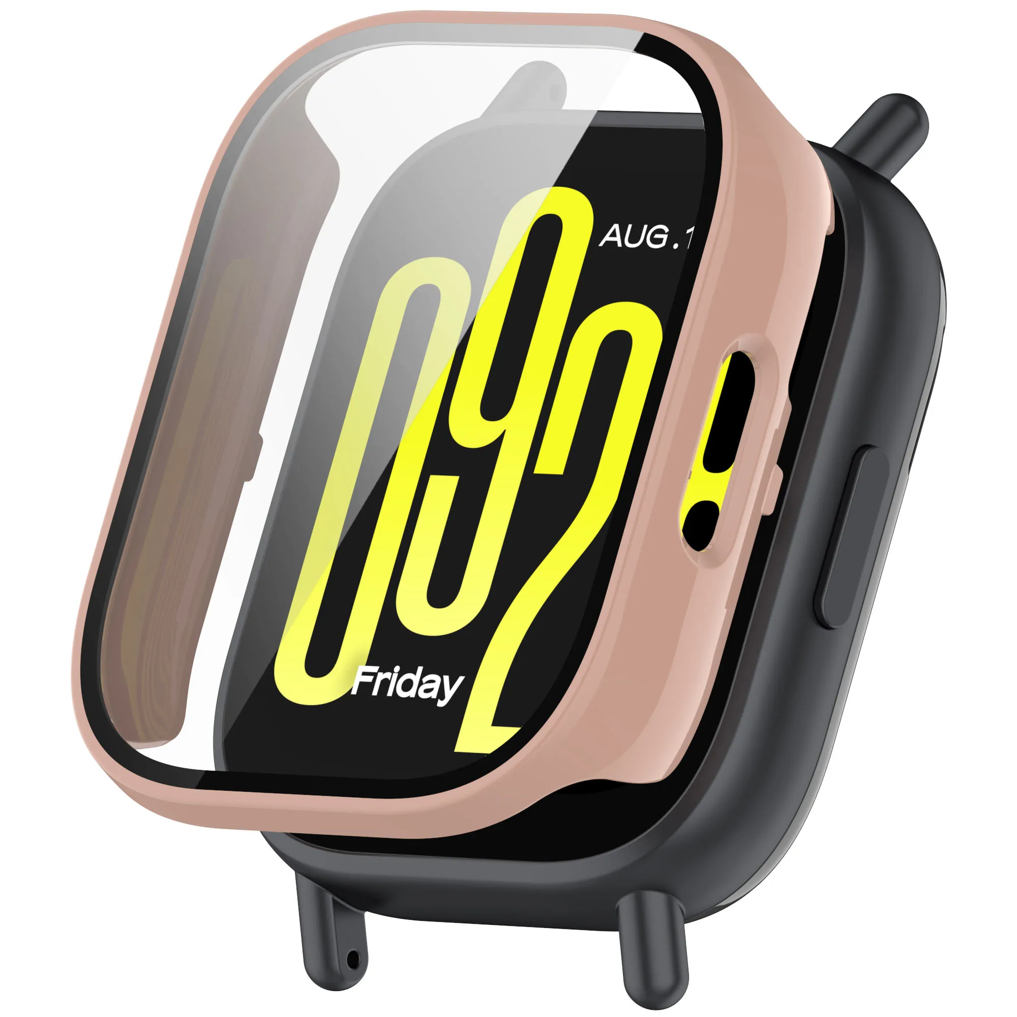 

Для Xiaomi Redmi Watch 5, активный чехол, защитный жесткий чехол для ПК с пленкой из закаленного стекла - розовый