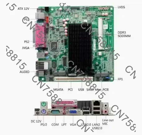 Carte mère embarquée ATOM Intel CPU IPC SBC d'origine avec 2*COM 1*LAN LPT PS/2 pour alimentation ATX POS, carte mère Mini-ITX D425