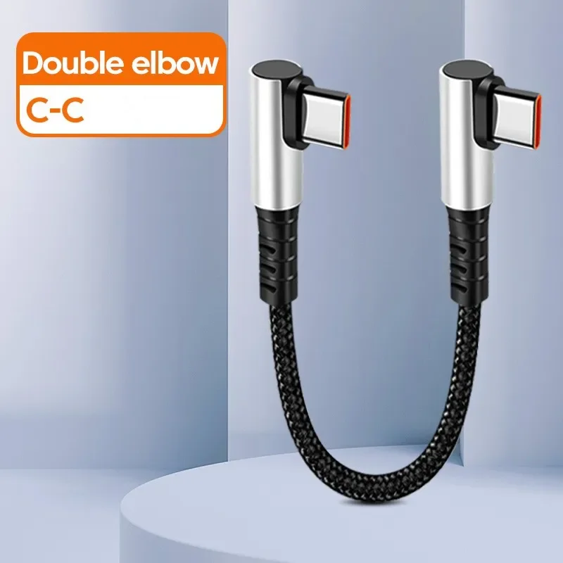 25 cm/50 cm Korte Datakabel 90 Graden Elleboog USB Type C Naar Type C Kabel Snel oplaadsnoer Voor Iphone15 Xiaomi Samsung Power Bank