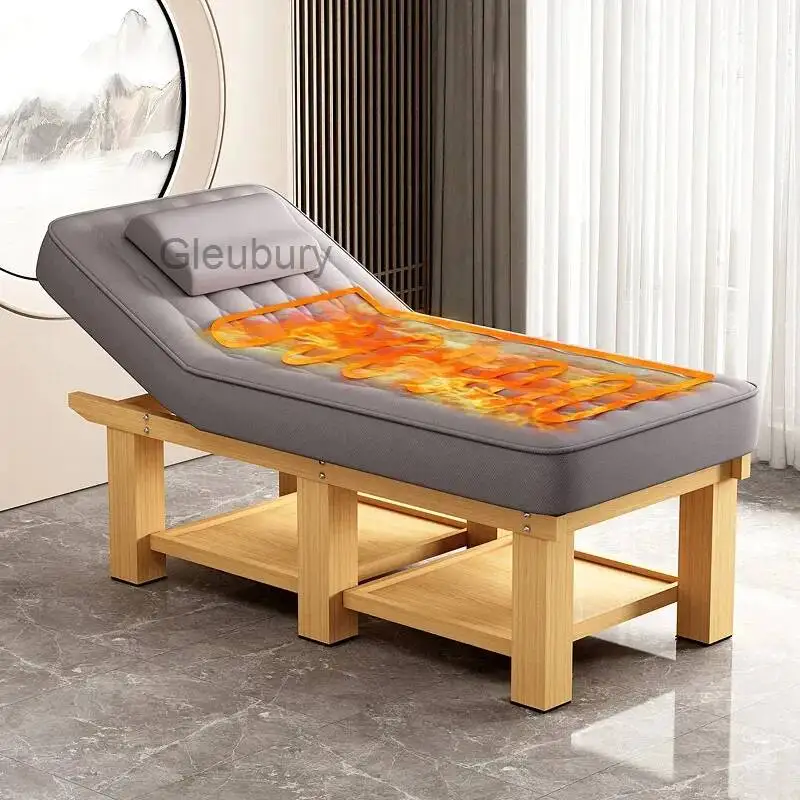 Beauty Lift Massage Tables Electric Face Thai Style Wooden Massage Tables Latex Soft Cushion Furniture Einen Massagewagen MHAMC
