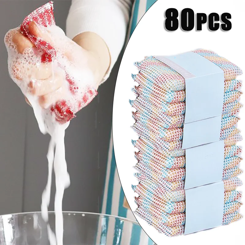 20Bags Kitchen Sponge Thickened Encryption Brushing Pots and Pans Magic Wipe Non-stick Dishcloth Brush Wash King Dishcloths