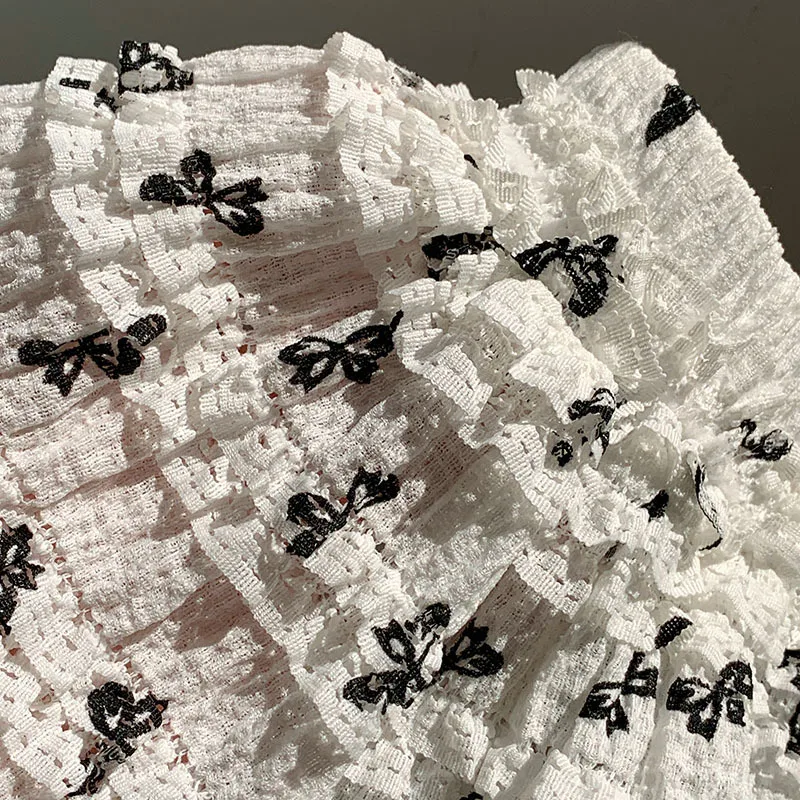 صيف جديد بنات الدانتيل ألف خط كعكة فضفاضة السراويل الطازجة القوس السراويل التخسيس نصف الجسم تنورة #5