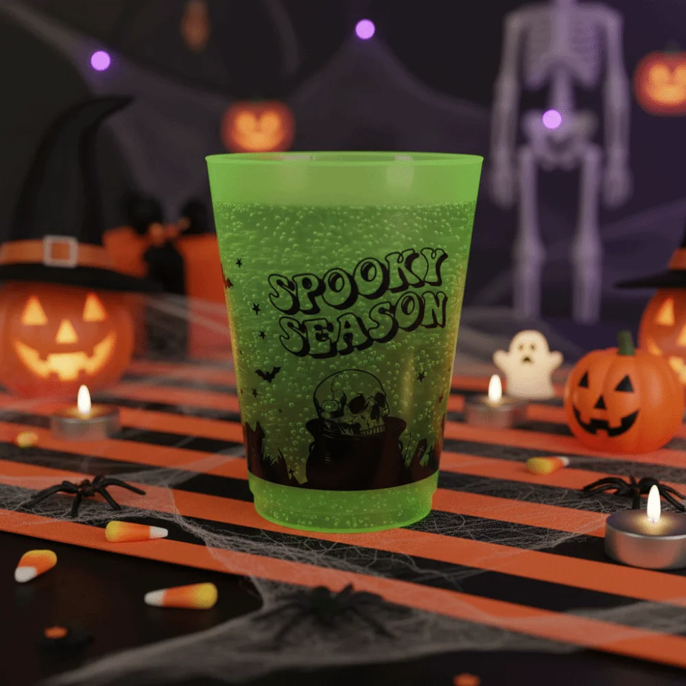 8PCS Plastic Halloween Party Cups 450ML Matte Texture Juice Cup Smooth Cup Rim Ghost Skull Pattern Drinking Cup