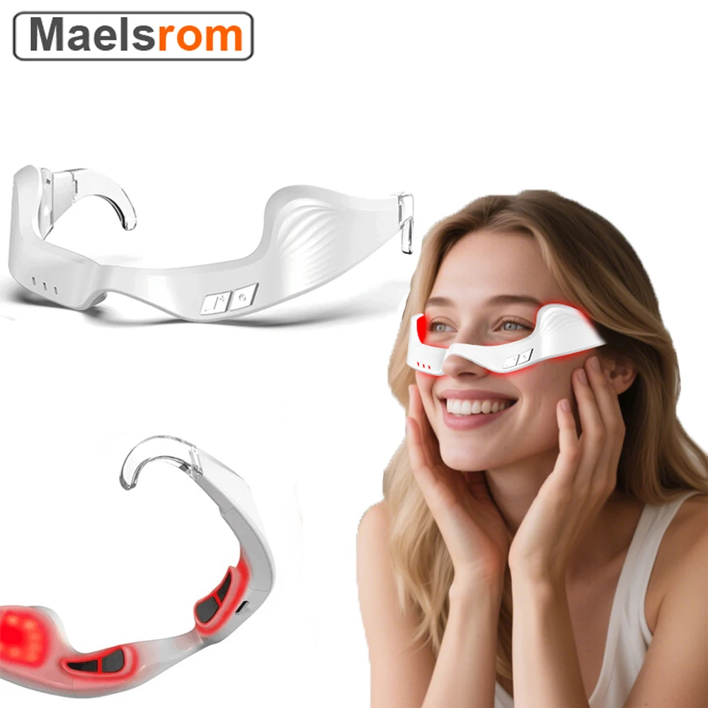 

Under Eye Red Light Therapy Device 650nm Eye Massage Glasses for Eye Bags Dark Circles and Wrinkles Eye Fatigue Relief Eye Mask