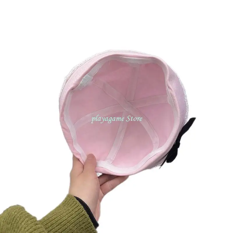 Y88A امرأة قبعة البحرية مع الشارات Bowknot الصغيرة بحار قبعة الربيع Sunproof الكابتن قبعة