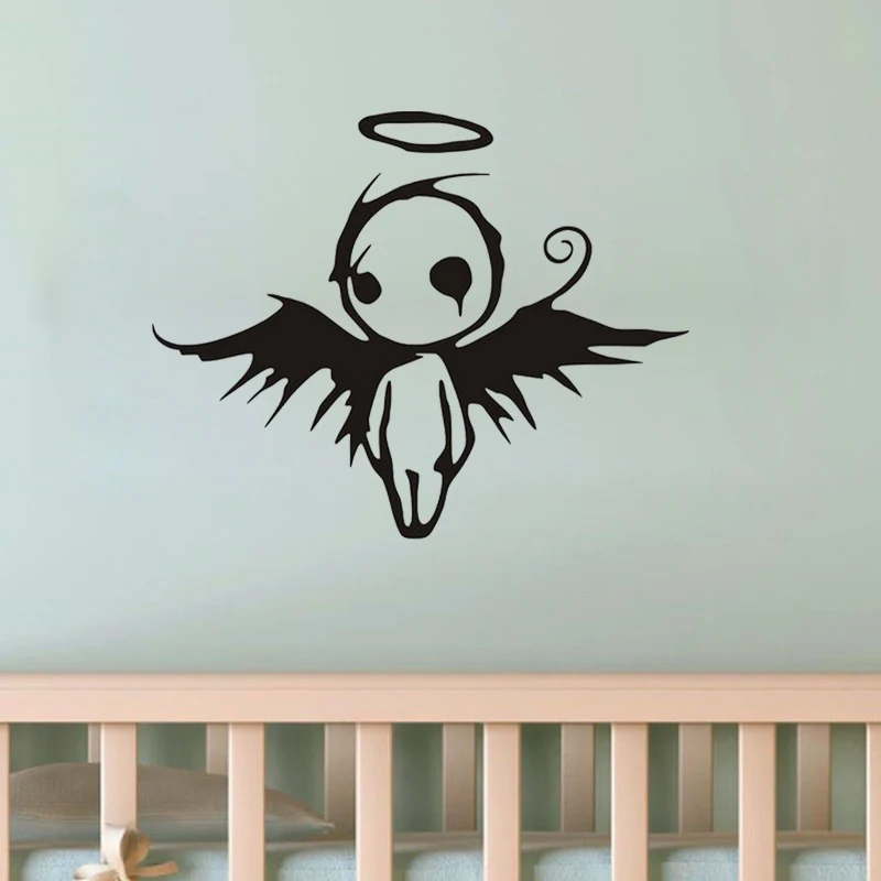 Creative Little Angel Pattern With Halo On The Head Wall Sticker Kids Baby Room Decoration Nursery Wall Decals Poster Murals