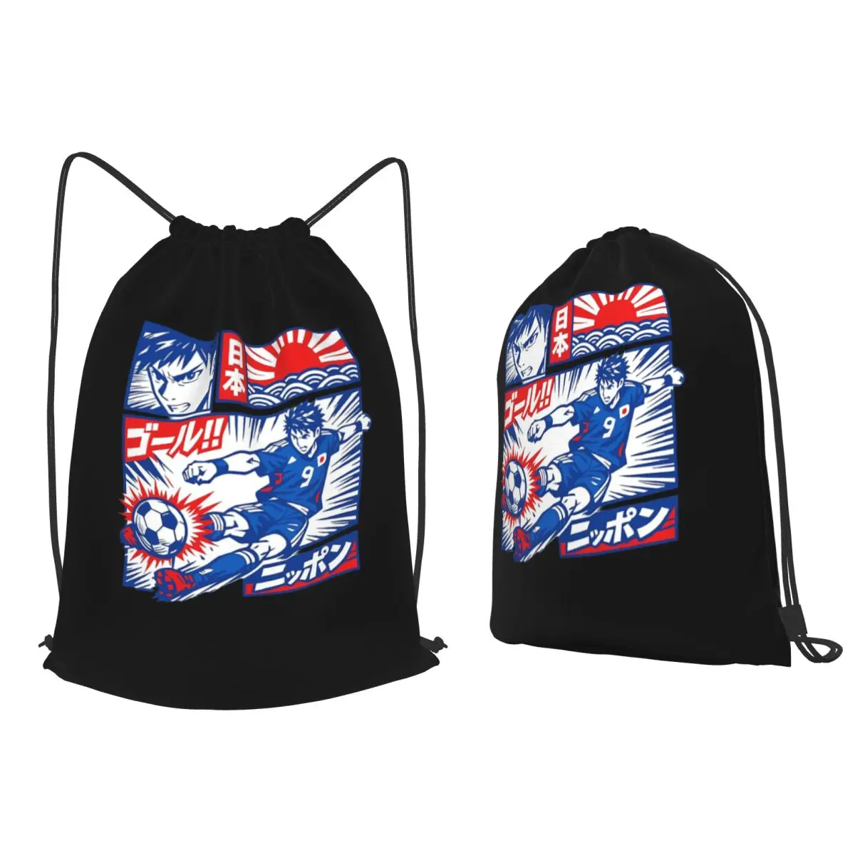 Japan Soccer Anime Backpacks Portable Drawstring Bags Storage Bag Book Bags for Travel Students