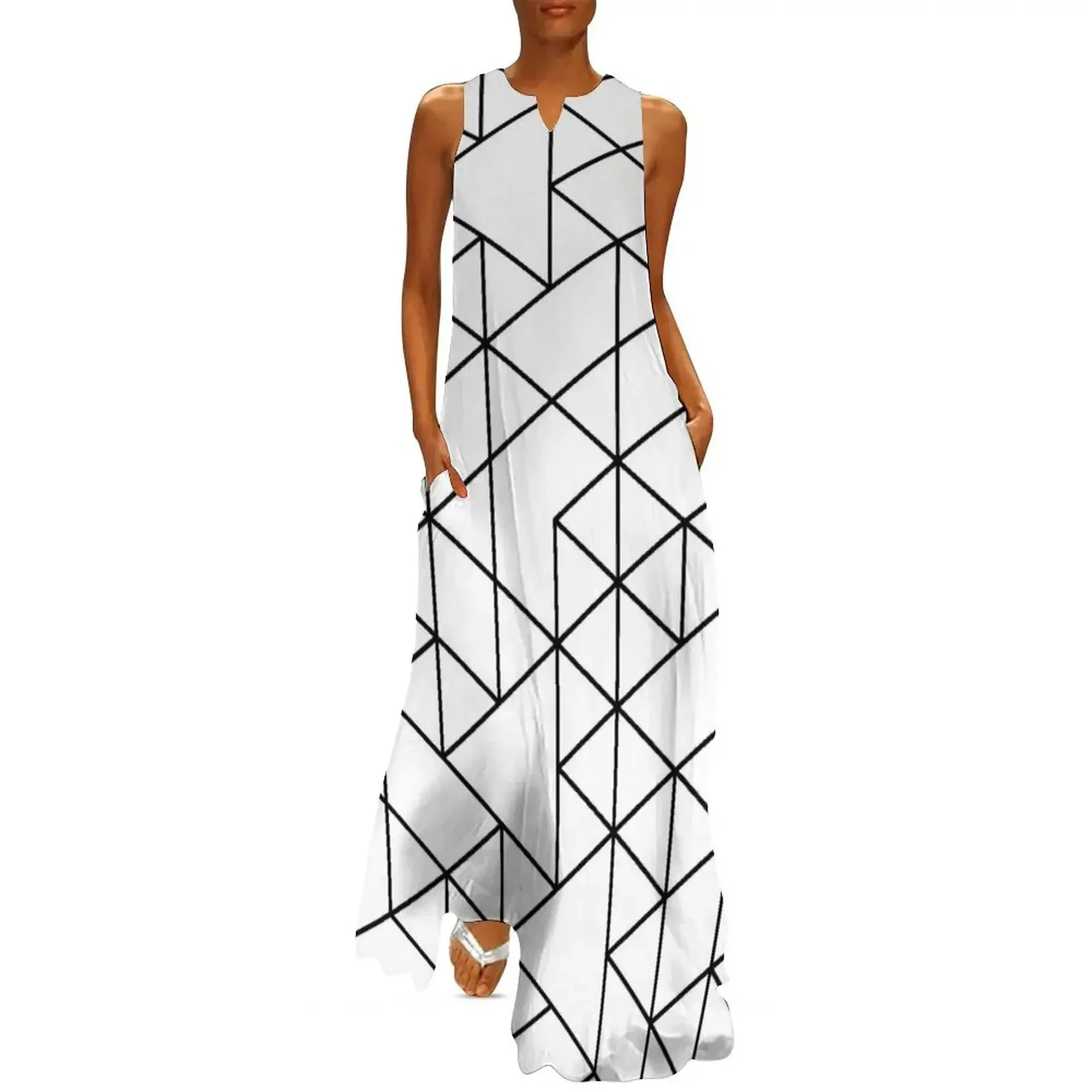 

triangles, black and white Long Dress beach outfits for women Party dresses women's evening dresses 2025 Dress