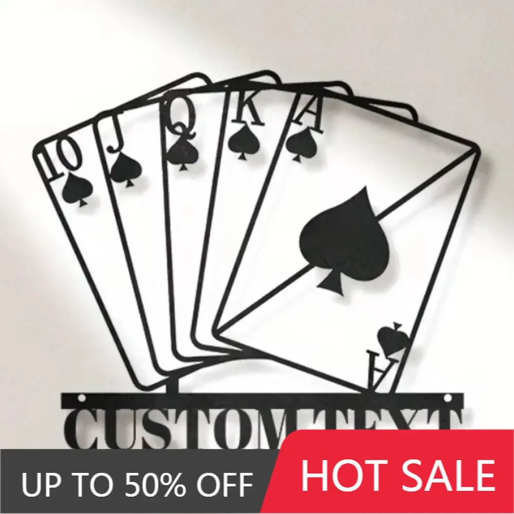 

1PC Quality - Crafted Sleek and Trendy Customizable Playing Card Metal Wall Art. Personalized Name, Ideal for Game Poker Rooms.