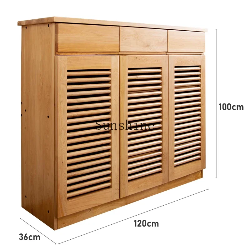 Pure solid wood three-door shoe cabinet household two-door living room entrance entrance storage cabinet  FT