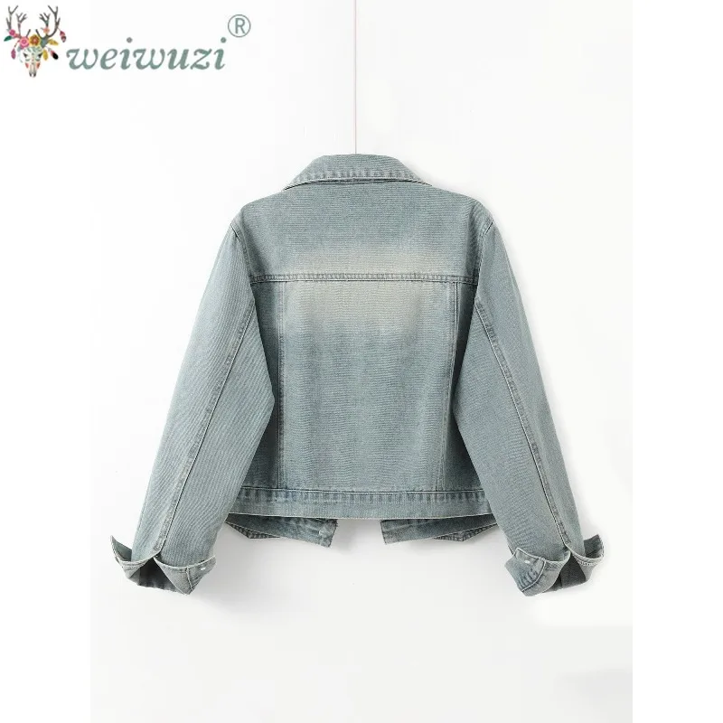 Women's Denim Coat Korean Version Ladies Slimming Vibes Cowboy Jacket Long Sleeve Temperament Sense of Design  Lady Outerwea
