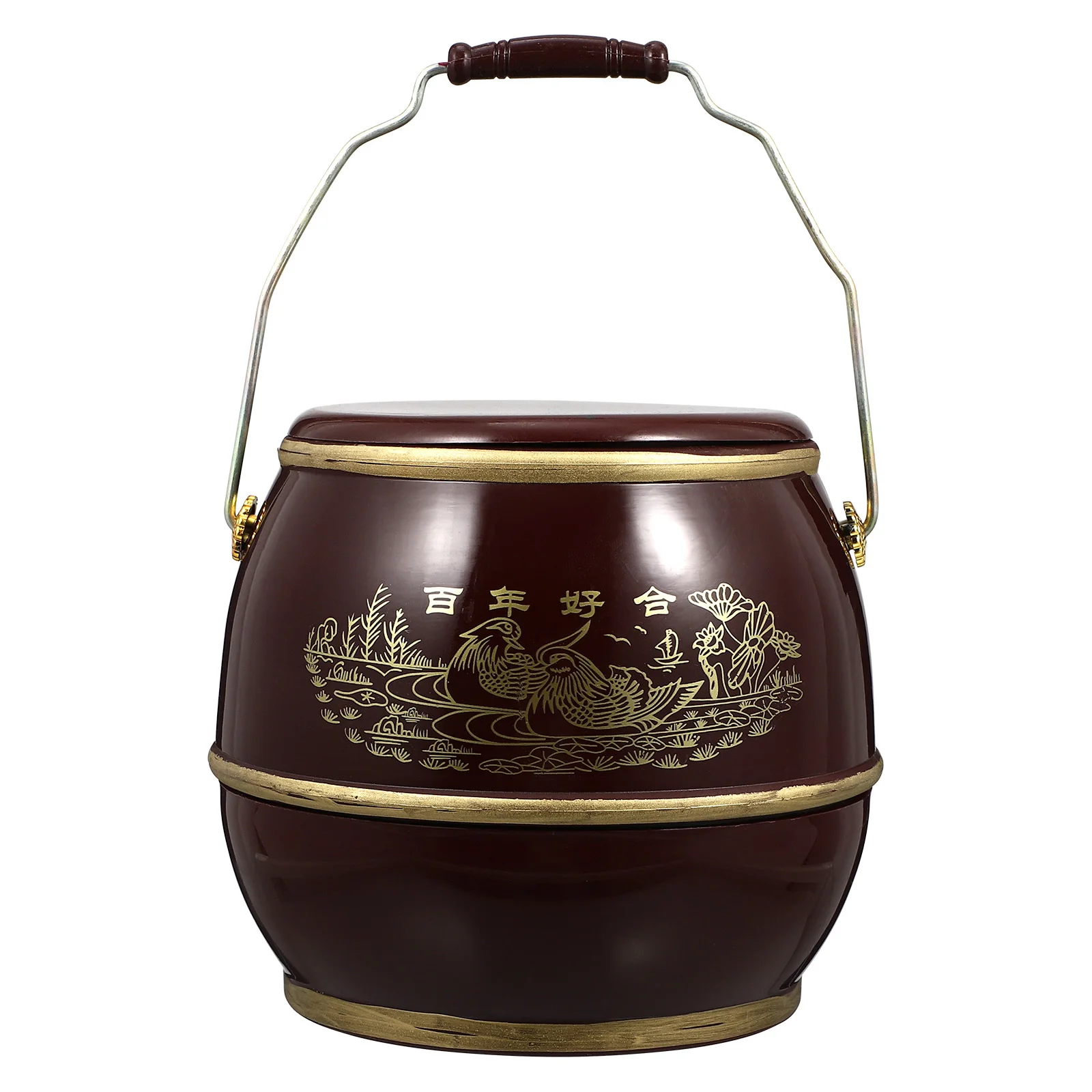 

1Pcs Chinese Style Storage Barrel Egg Wedding Ornaments Portable Lightweight Easy Clean Decor Barrel Plastic Bucket
