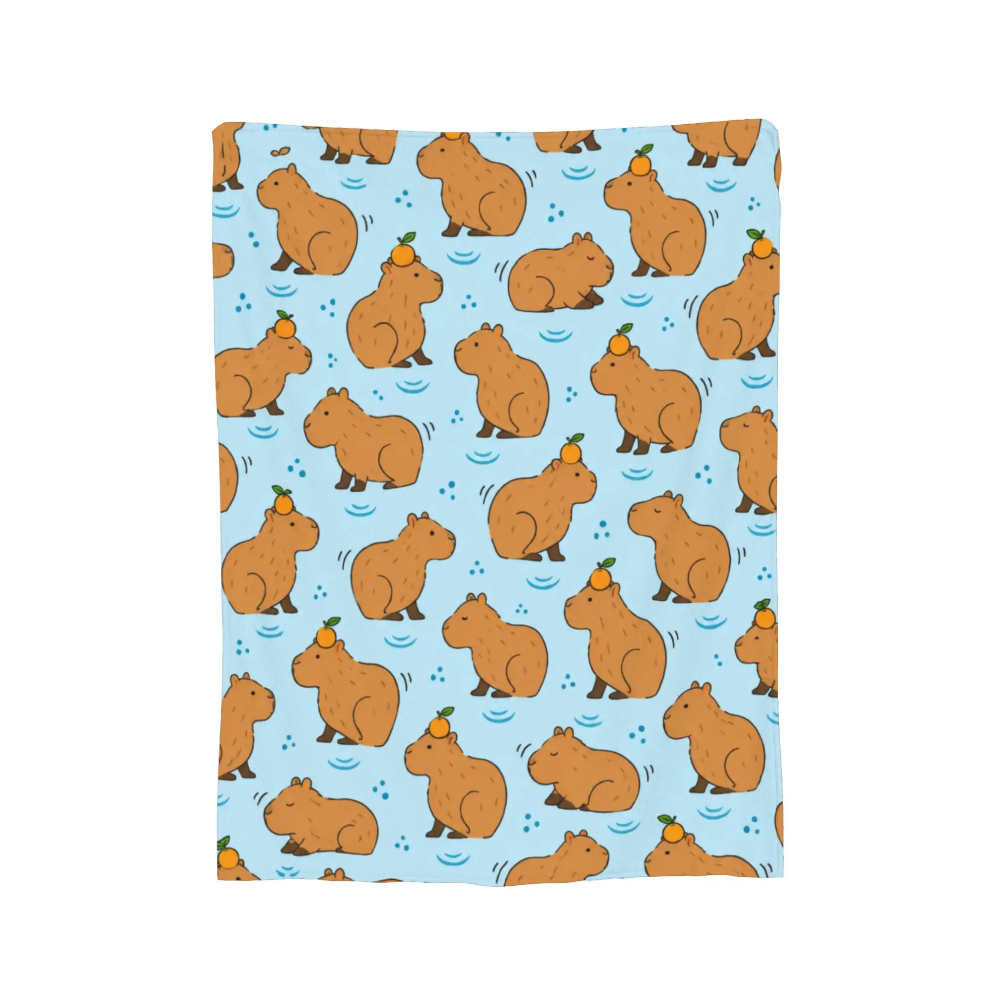 Blue Capybara Print Soft Warm Blanket  Students Plush Throw Blanket Comfortable Couch Bed Flannel Bedspread Sofa Bed Cover