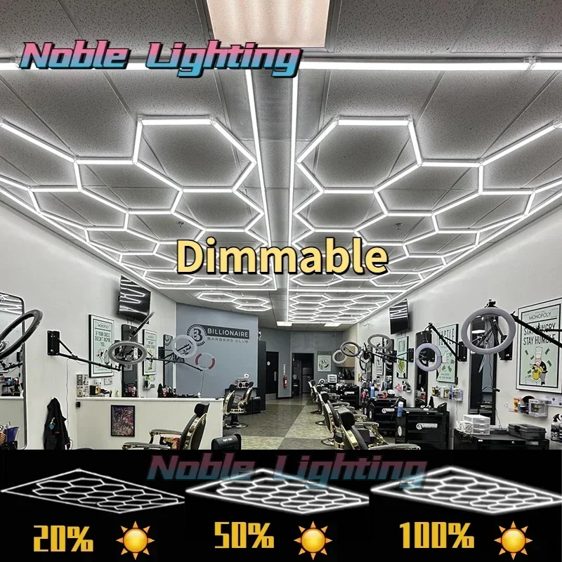 

Dimmable Barbershop Hair Salon Led Ceiling Light Hexagon Garage Light Dimmable 110V-240V Honeycomb Lighting Customized Workshop