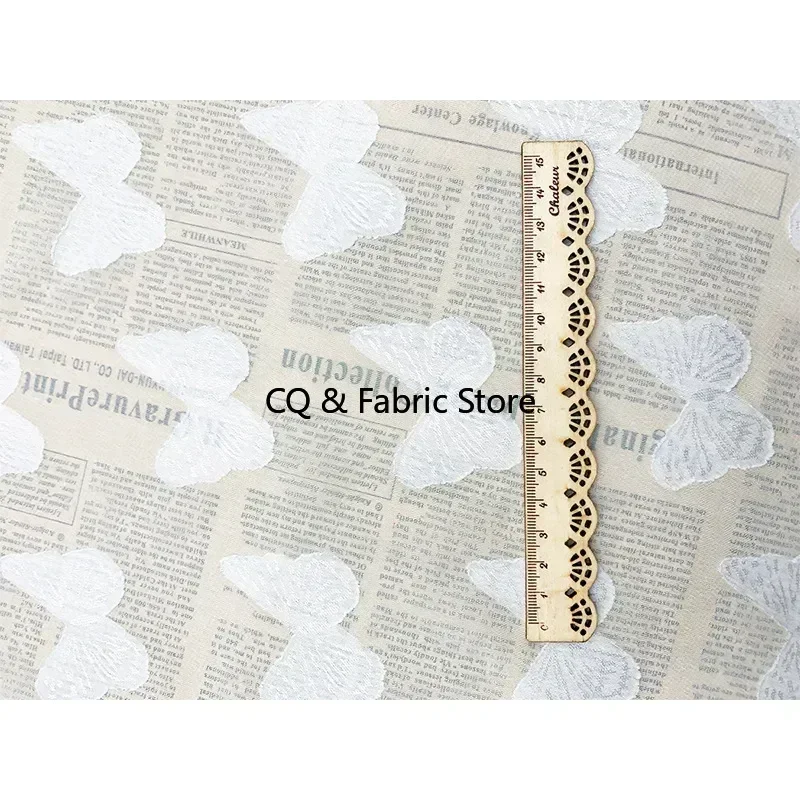 Butterfly Jacquard  Chiffon Fabric For for Veils, Wedding Dress, Haute Couture, Chiffon Blouse, Costumes, Table Overlay Sewing view 4