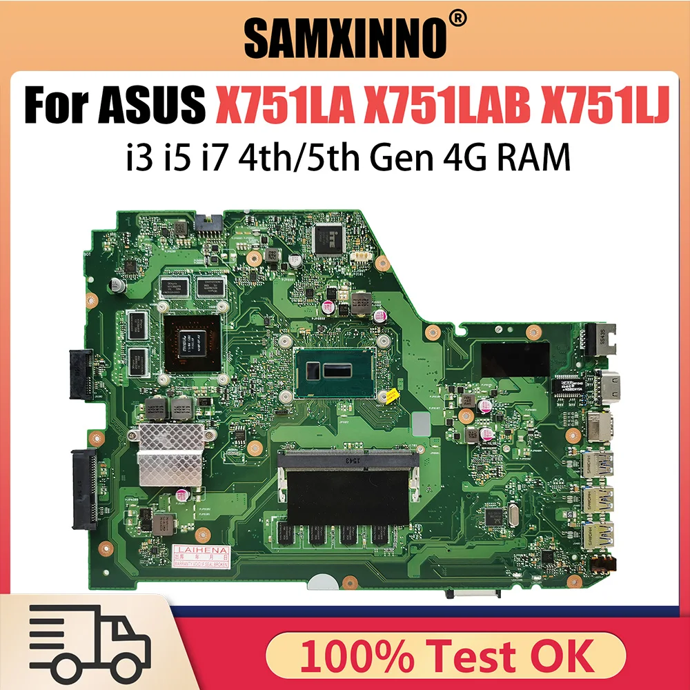 

Материнская плата для ноутбука X751LD Материнская плата ASUS X751LA X751LAB X751LJ X751LB с процессором i3 i5 i7 4-го 5-го поколения V2G 4GB-RAM