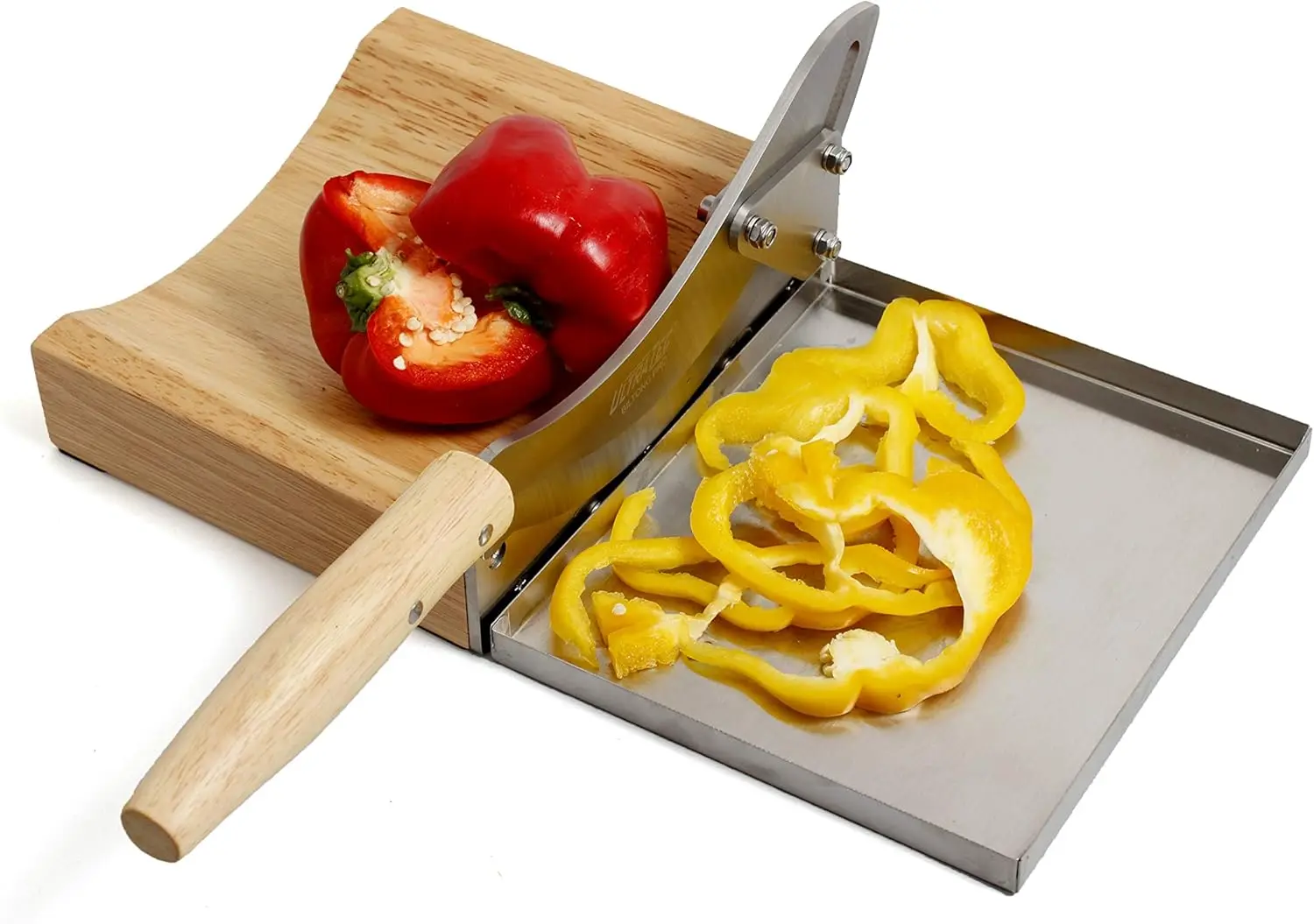 Cortador de alimentos de aço inoxidável premium com bandeja magnética para corte fácil